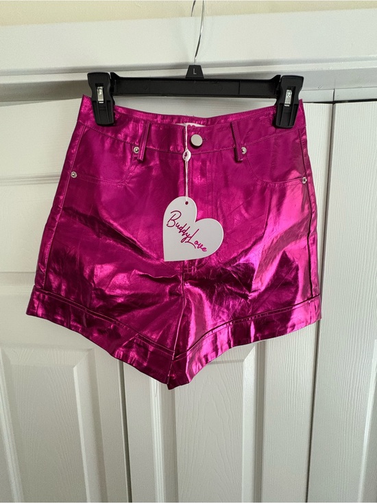 Buddy Love Pants - Buddy Love Metallic Fuchsia High-Waist Shorts. Size 25. NWT